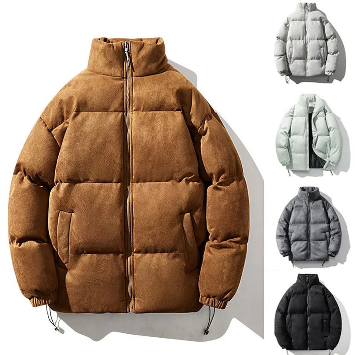 2025 homens inverno parkas jaqueta moda engrossar à prova de frio cor sólida casaco masculino gola manga longa solto homem outerwear