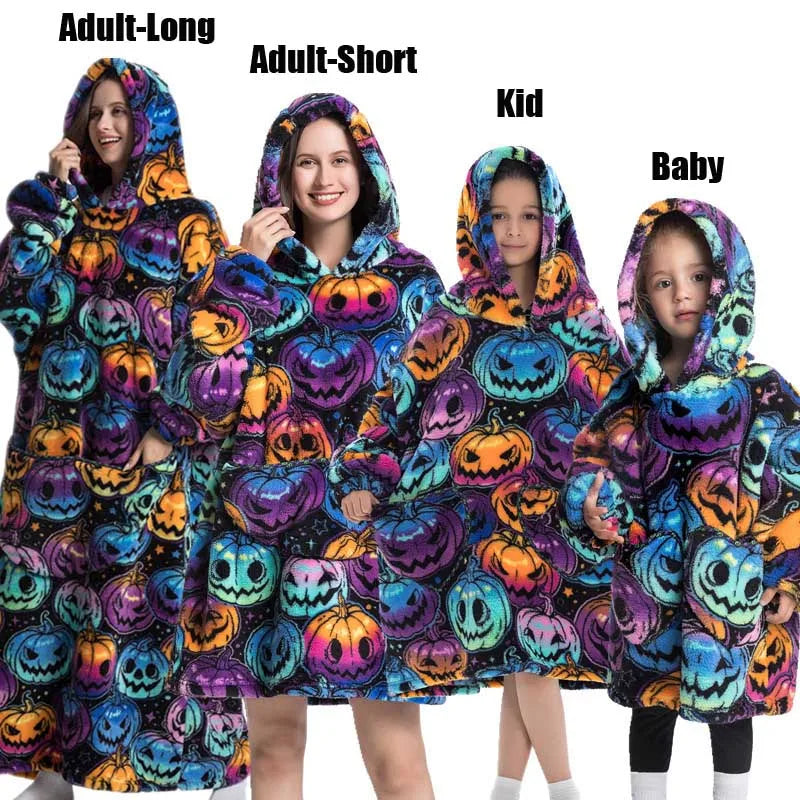 Winter Women Clothes Adult Children Plush Fleece Hoodies Homewear Pajamas Super Warm Hooded Sweatshirts Pullover Tops Oversized