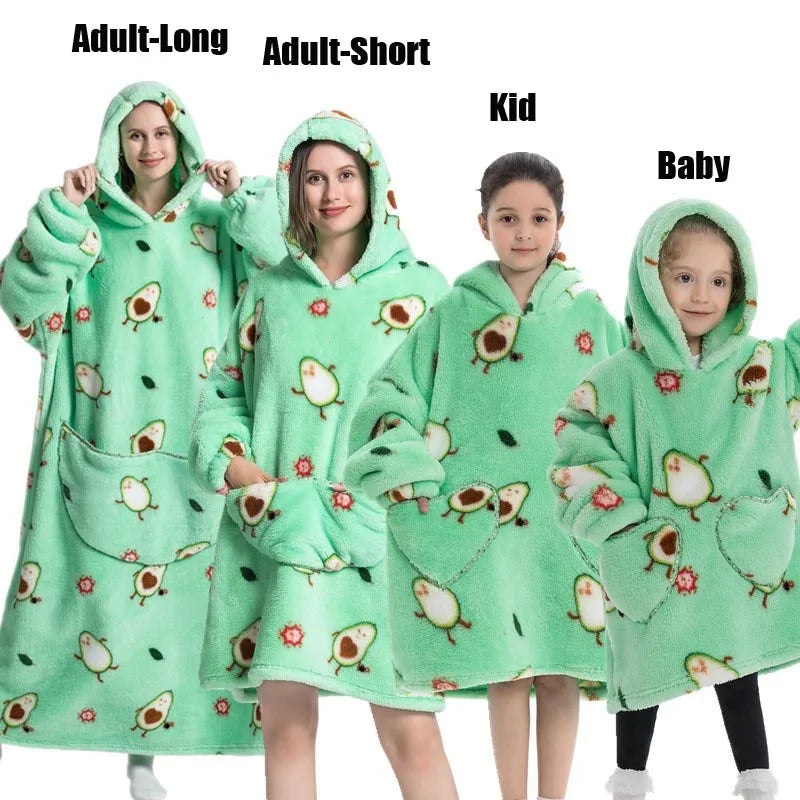 Winter Women Clothes Adult Children Plush Fleece Hoodies Homewear Pajamas Super Warm Hooded Sweatshirts Pullover Tops Oversized