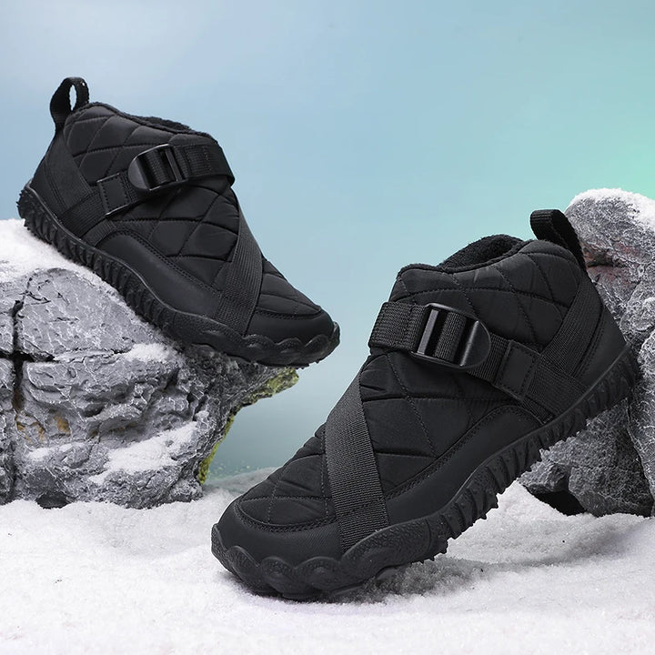 Botas de neve de inverno das mulheres dos homens botas de tornozelo quentes minimalistas com suporte de arco zero gota sola caixa de dedo do pé largo sapatos de algodão descalços