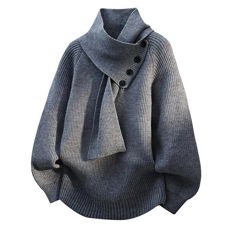 Ariane – Elegant ribbestrikket genser med sjalkrage