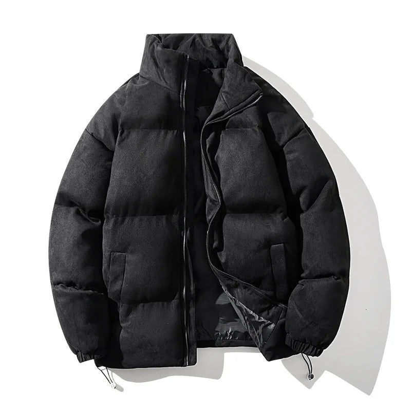 2025 homens inverno parkas jaqueta moda engrossar à prova de frio cor sólida casaco masculino gola manga longa solto homem outerwear