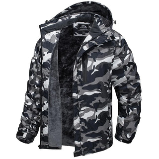 TACVASEN Winter Thicken Fleece Jacket Mens Waterproof Hiking Skiing Jackets Outdoor Mountain Trekking Windbreaker Parka Male