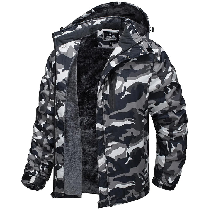 TACVASEN Winter Thicken Fleece Jacket Mens Waterproof Hiking Skiing Jackets Outdoor Mountain Trekking Windbreaker Parka Male