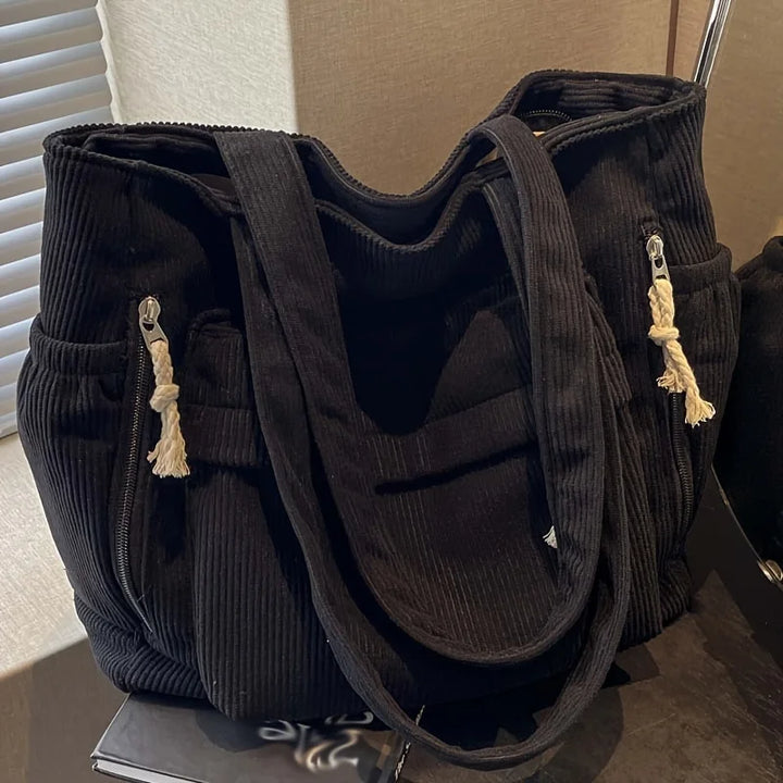 Bolsa de ombro de veludo Travel Master casual cor sólida com bolso múltiplo sacola para mulheres