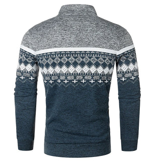 Novos homens suéteres jaquetas outono inverno casacos quentes soltos moletom com zíper gola alta impresso topo