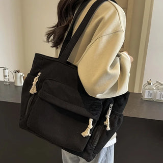 Bolsa de ombro de veludo Travel Master casual cor sólida com bolso múltiplo sacola para mulheres
