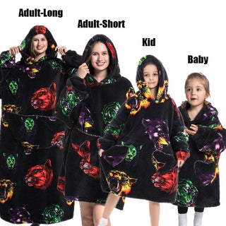 Winter Women Clothes Adult Children Plush Fleece Hoodies Homewear Pajamas Super Warm Hooded Sweatshirts Pullover Tops Oversized