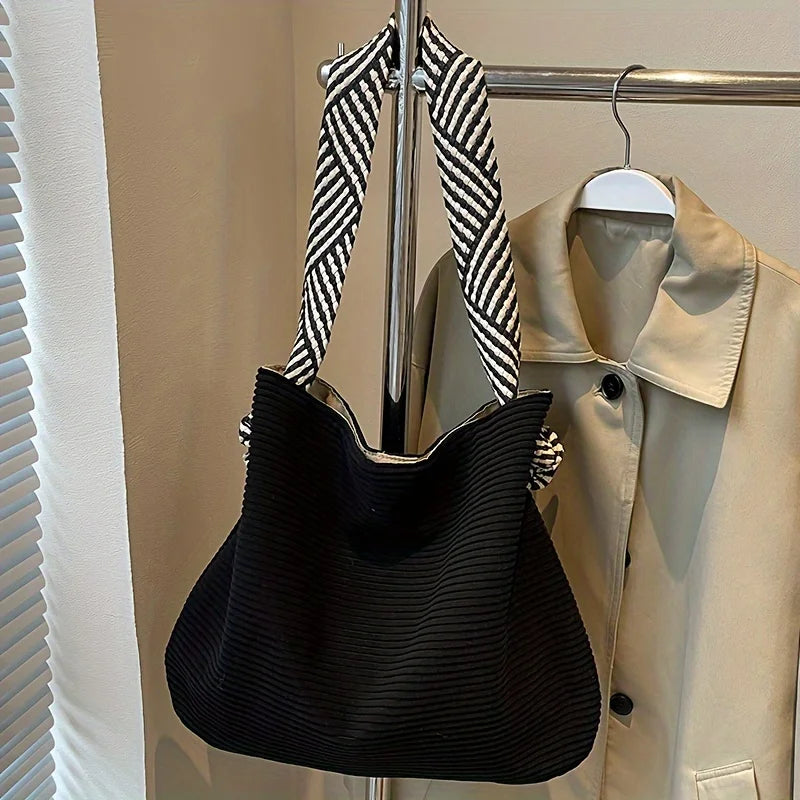 Bolsa tote de veludo fashion feminina, bolsa de ombro casual, grande capacidade, deslocamento diário, sacolas de compras, bolsa de telefone