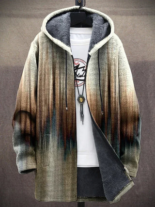 LivOdin Varm Fleece-Cardigan med Kunstnerisk Fargegradient – Tidløs Vinterkomfort