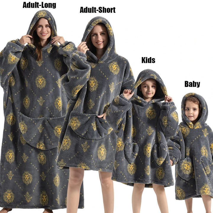 Winter Women Clothes Adult Children Plush Fleece Hoodies Homewear Pajamas Super Warm Hooded Sweatshirts Pullover Tops Oversized
