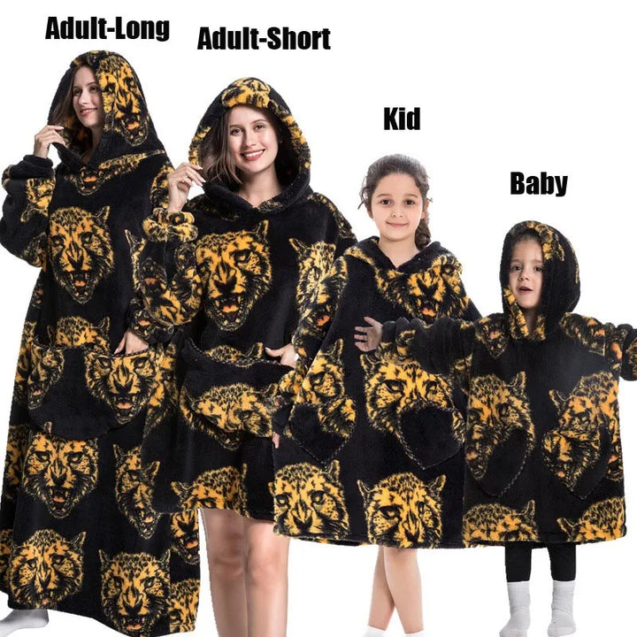 Winter Women Clothes Adult Children Plush Fleece Hoodies Homewear Pajamas Super Warm Hooded Sweatshirts Pullover Tops Oversized