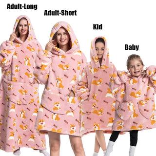 Winter Women Clothes Adult Children Plush Fleece Hoodies Homewear Pajamas Super Warm Hooded Sweatshirts Pullover Tops Oversized