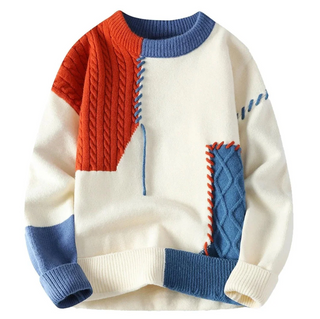 Strikket patchwork-genser