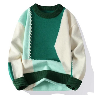 Strikket patchwork-genser
