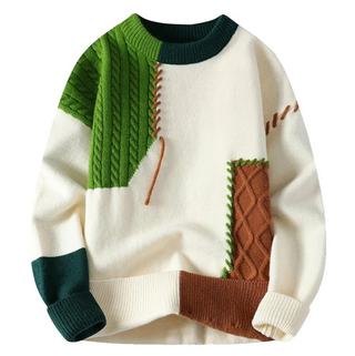 Strikket patchwork-genser