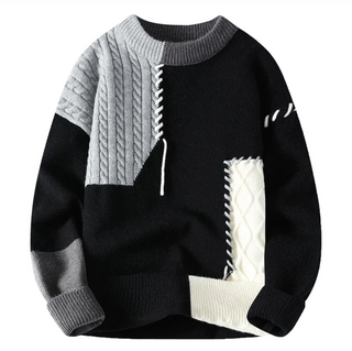 Strikket patchwork-genser