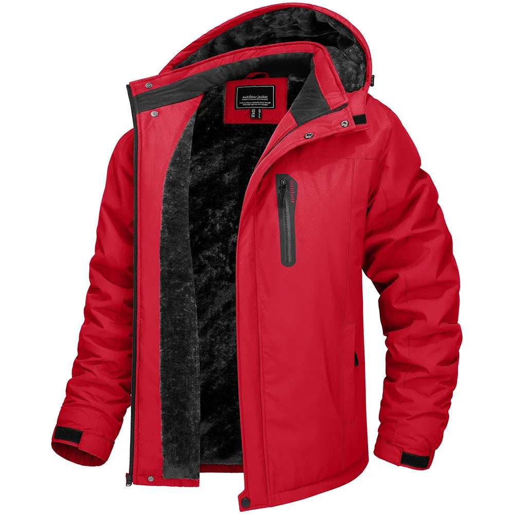 TACVASEN Winter Thicken Fleece Jacket Mens Waterproof Hiking Skiing Jackets Outdoor Mountain Trekking Windbreaker Parka Male