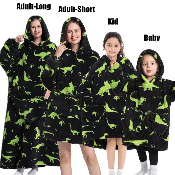 Winter Women Clothes Adult Children Plush Fleece Hoodies Homewear Pajamas Super Warm Hooded Sweatshirts Pullover Tops Oversized