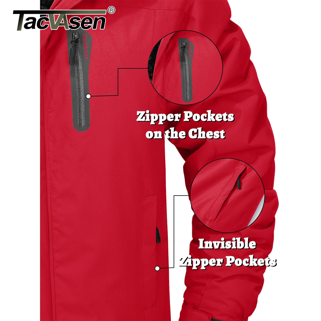 TACVASEN Winter Thicken Fleece Jacket Mens Waterproof Hiking Skiing Jackets Outdoor Mountain Trekking Windbreaker Parka Male