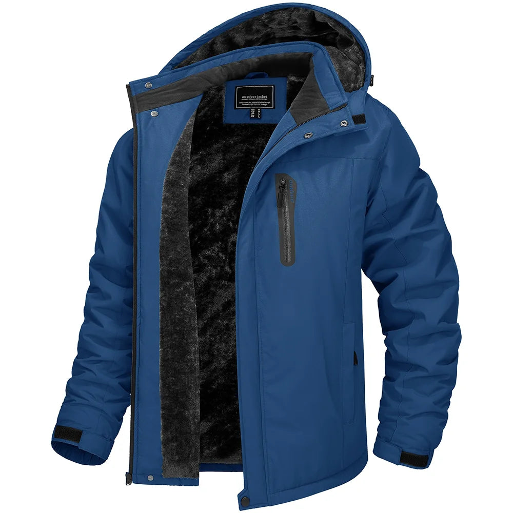 TACVASEN Winter Thicken Fleece Jacket Mens Waterproof Hiking Skiing Jackets Outdoor Mountain Trekking Windbreaker Parka Male