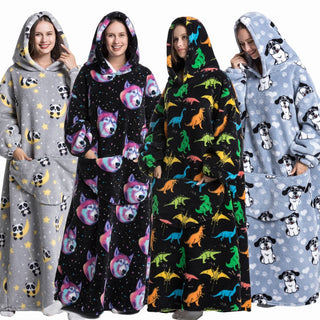 Winter Women Clothes Adult Children Plush Fleece Hoodies Homewear Pajamas Super Warm Hooded Sweatshirts Pullover Tops Oversized