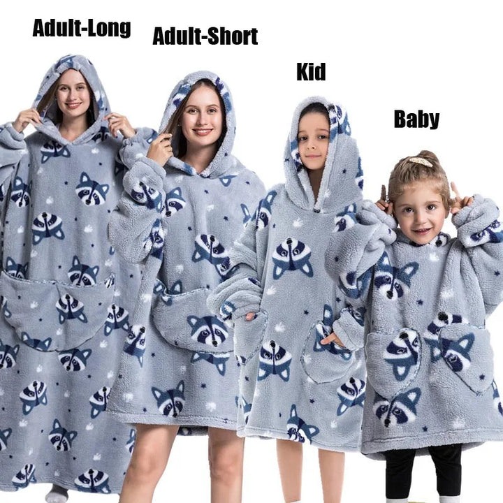 Winter Women Clothes Adult Children Plush Fleece Hoodies Homewear Pajamas Super Warm Hooded Sweatshirts Pullover Tops Oversized
