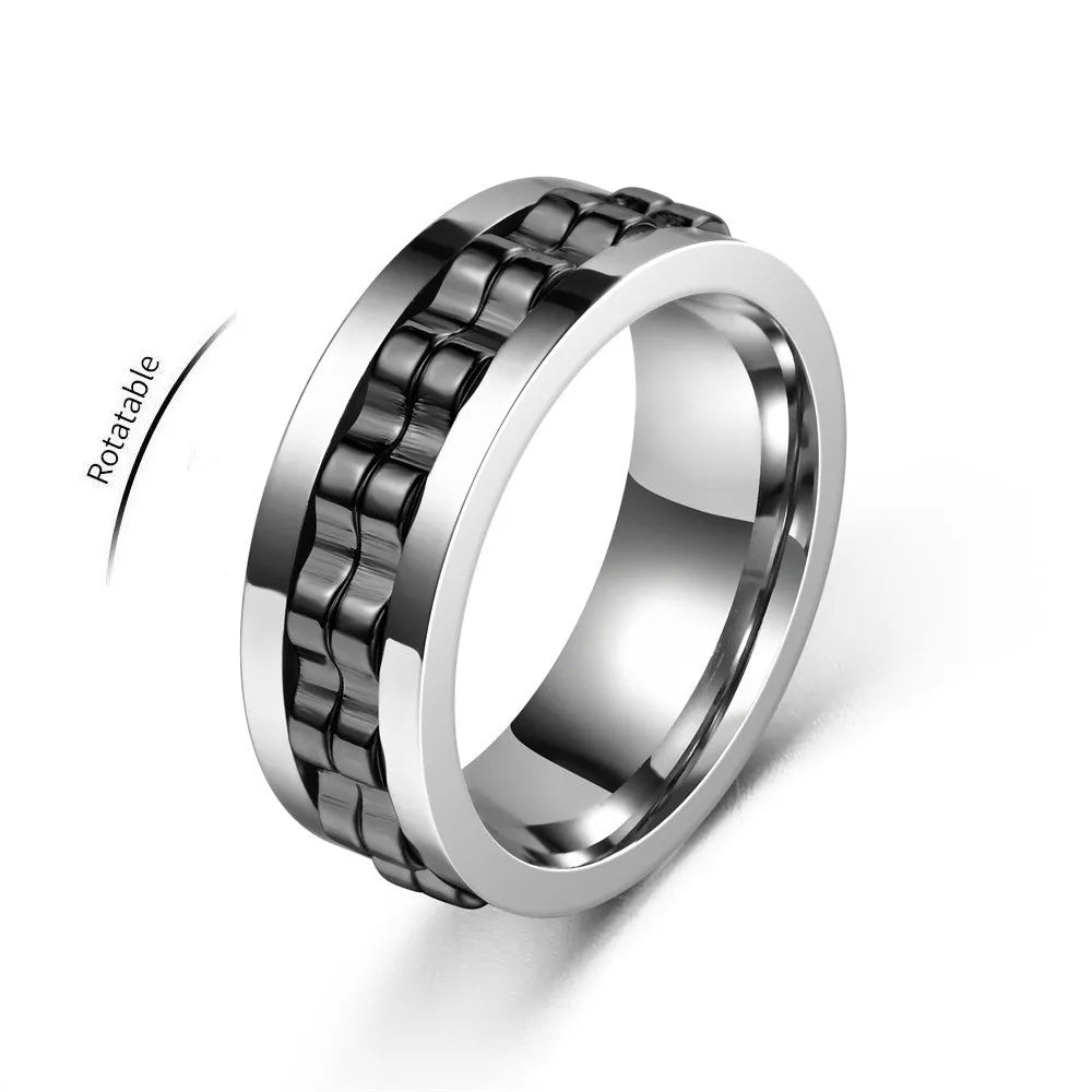 Anti-stress ring i rustfritt stål for menn