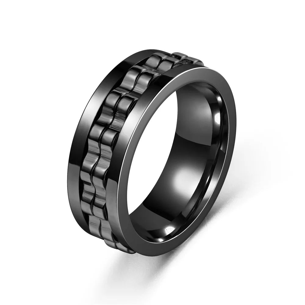 Anti-stress ring i rustfritt stål for menn