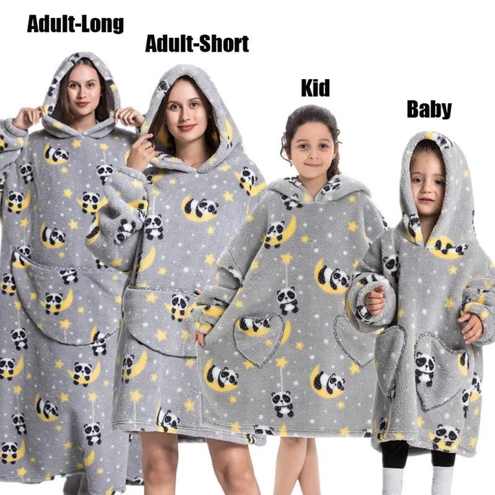 Winter Women Clothes Adult Children Plush Fleece Hoodies Homewear Pajamas Super Warm Hooded Sweatshirts Pullover Tops Oversized