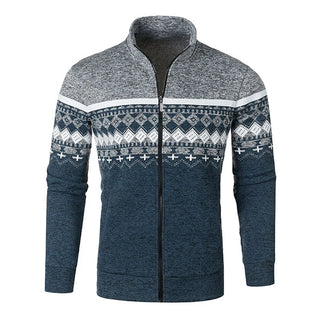 Novos homens suéteres jaquetas outono inverno casacos quentes soltos moletom com zíper gola alta impresso topo