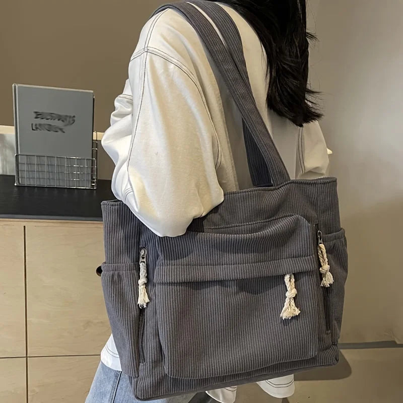 Bolsa de ombro de veludo Travel Master casual cor sólida com bolso múltiplo sacola para mulheres