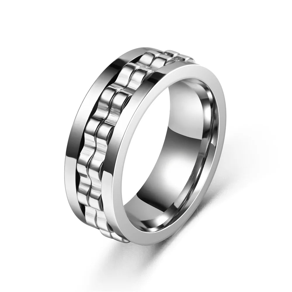 Anti-stress ring i rustfritt stål for menn