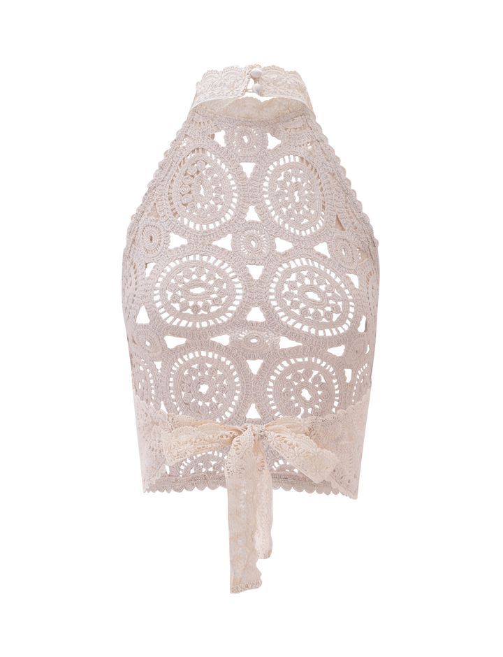 "SYNTHIA NĖRINĖ VIRŠUTINĖ DALIS - KREMAS" can be rewritten as "SYNTHIA LACE TOP - CREAM".