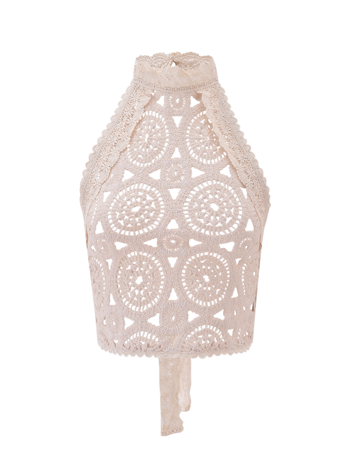"SYNTHIA NĖRINĖ VIRŠUTINĖ DALIS - KREMAS" can be rewritten as "SYNTHIA LACE TOP - CREAM".