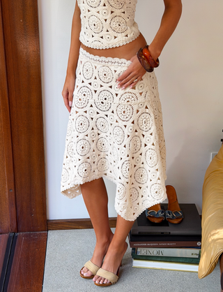SYNTHIA NERTAS MIDI Skirt - Cream
