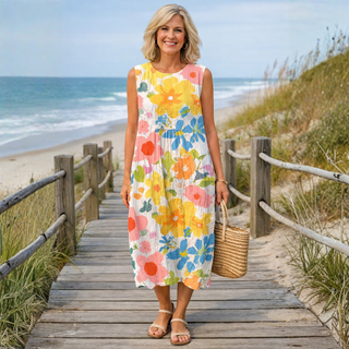 Ella | Midi Dress with Pastel Floral Print