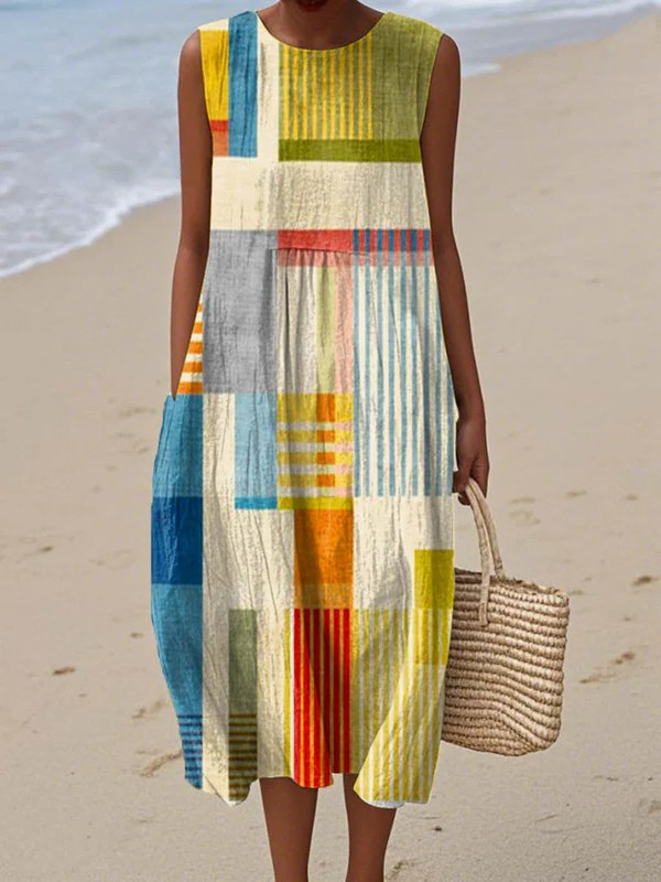 Eve | Midi Dress with Geometric Patterns