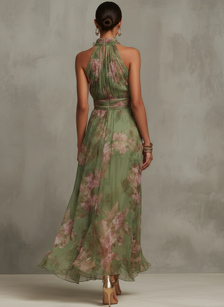 Livia | Elegant Maxi Halter Floral Dress