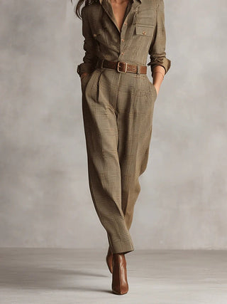 Zoë – Elegant Tweed and Plaid Jumpsuit