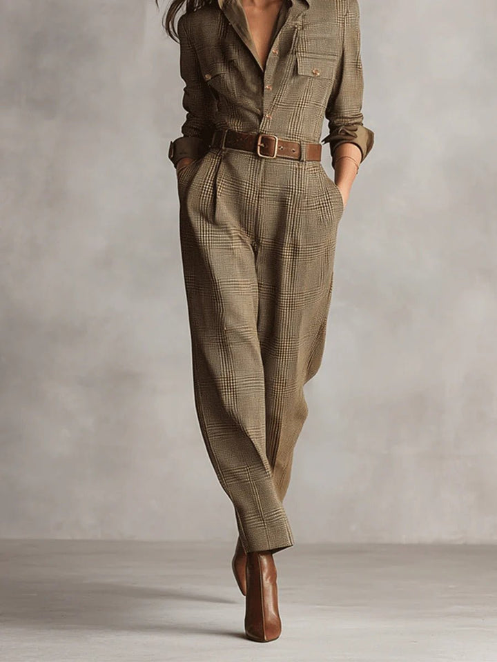 Zoë – Elegant Tweed and Plaid Jumpsuit