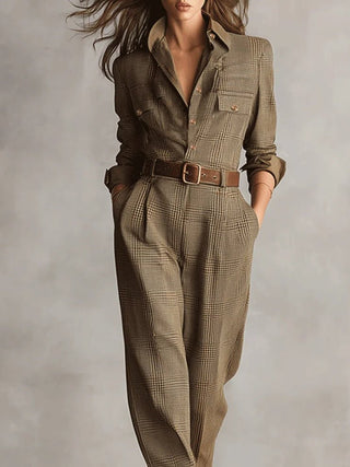 Zoë – Elegant Tweed and Plaid Jumpsuit