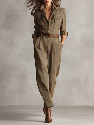 Zoë – Elegant Tweed and Plaid Jumpsuit