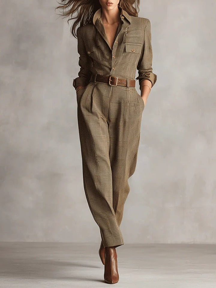 Zoë – Elegant Tweed and Plaid Jumpsuit