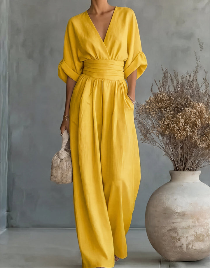 Chiara | Ilgas Raštuotas Skystas Jumpsuit