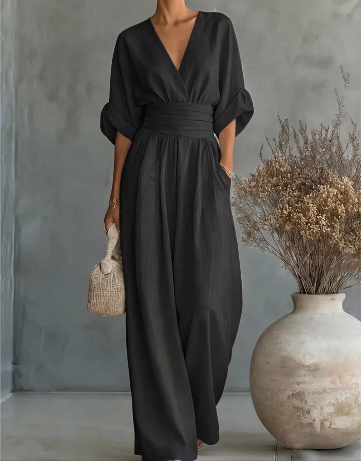 Chiara | Ilgas Raštuotas Skystas Jumpsuit
