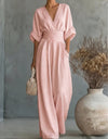 Chiara | Ilgas Raštuotas Skystas Jumpsuit