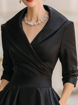 Lina – Elegantiška Midi Suknelė iš Satino Audinio