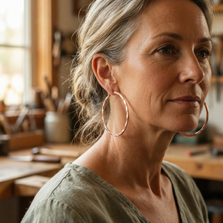 Pieva | Faceted Hammered Copper Earrings