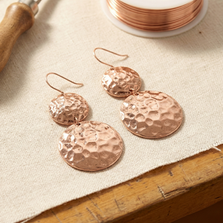 Bella | Textured Copper Disc Drop Earrings